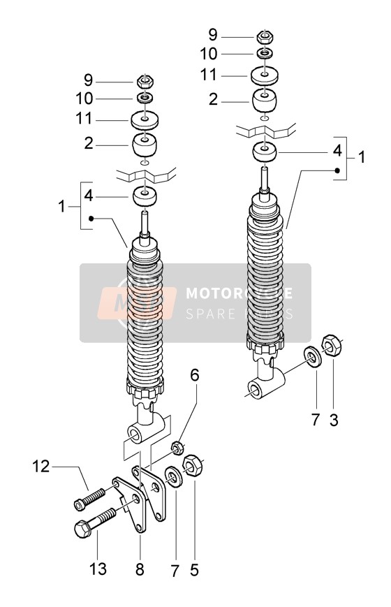 Vespa Granturismo 125 L 2005 Amortiguadores traseros para un 2005 Vespa Granturismo 125 L