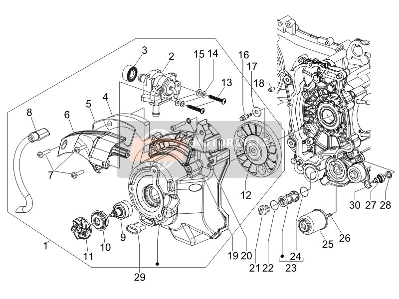 Vespa Granturismo 125 L E3 2006 Flywheel Magnets Cover - Oil Filter for a 2006 Vespa Granturismo 125 L E3