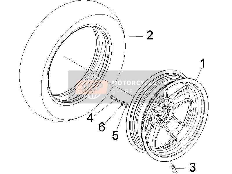 Vespa Granturismo 125 L E3 2006 Front Wheel for a 2006 Vespa Granturismo 125 L E3