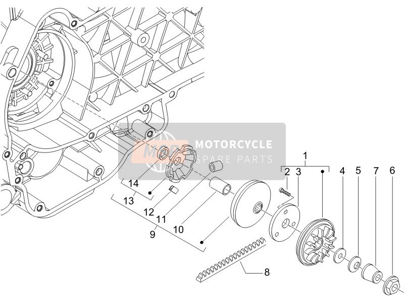 Vespa Granturismo 125 L Potenziato 2005 Poulie motrice pour un 2005 Vespa Granturismo 125 L Potenziato