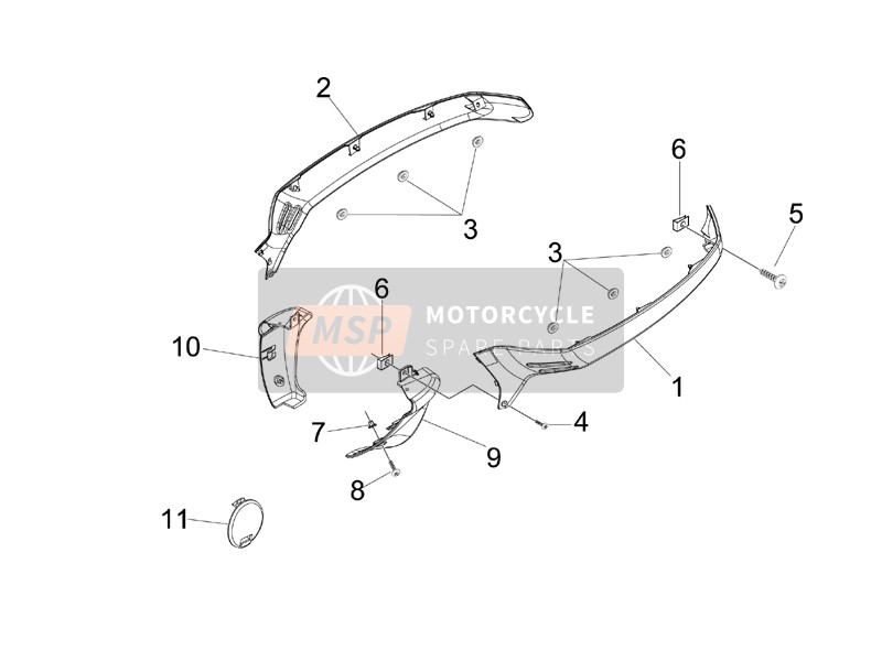 Vespa Granturismo 125 L Potenziato 2005 Cubierta lateral - Revelación para un 2005 Vespa Granturismo 125 L Potenziato