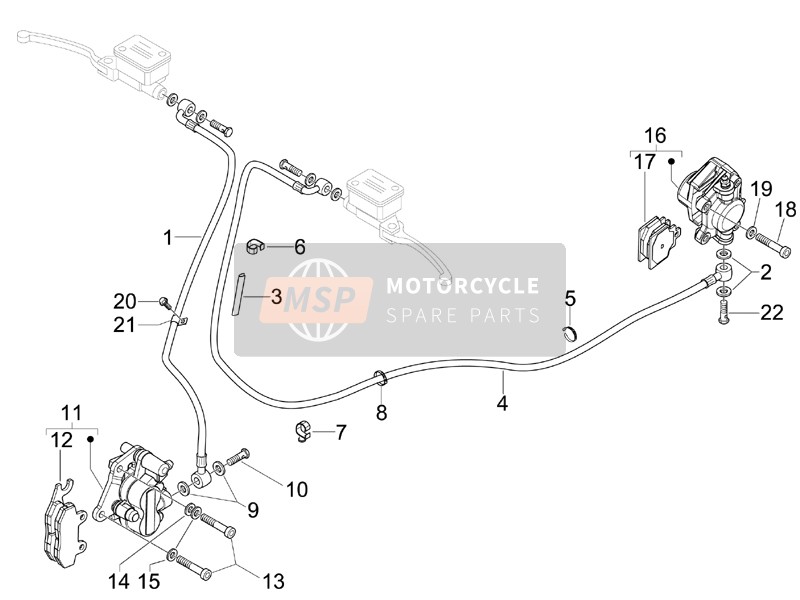 Vespa Granturismo 125 L Potenziato 2005 Bremsleitungen - Bremssättel für ein 2005 Vespa Granturismo 125 L Potenziato