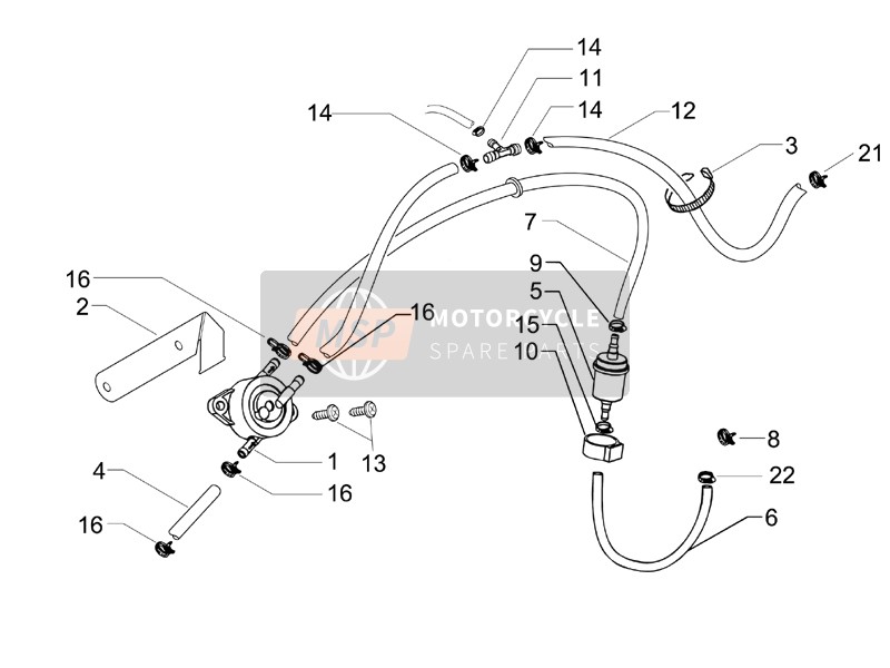 Vespa Granturismo 200 L (UK) 2005 Système d'alimentation pour un 2005 Vespa Granturismo 200 L (UK)