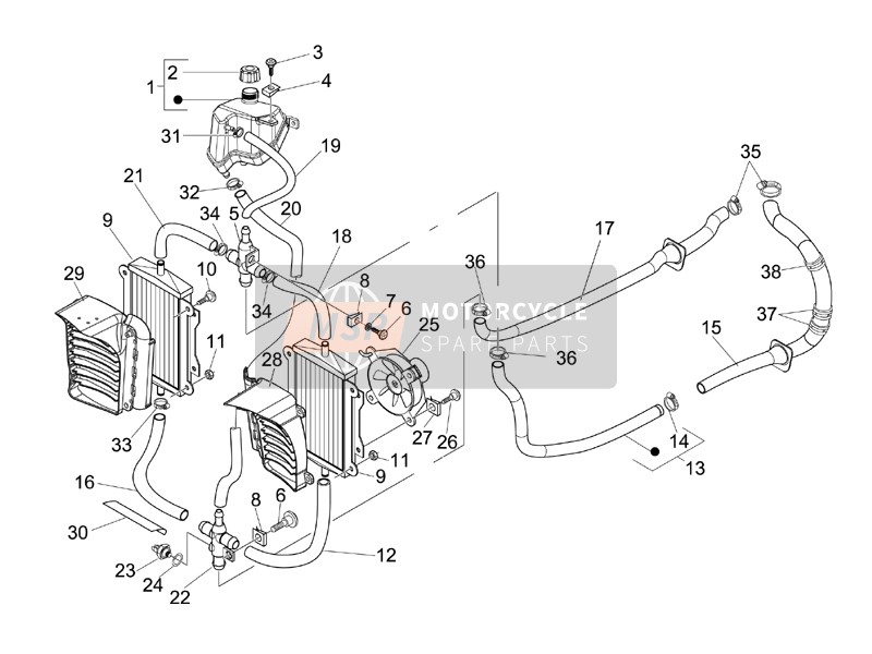 Vespa Granturismo 200 L (UK) 2005 Cooling System for a 2005 Vespa Granturismo 200 L (UK)