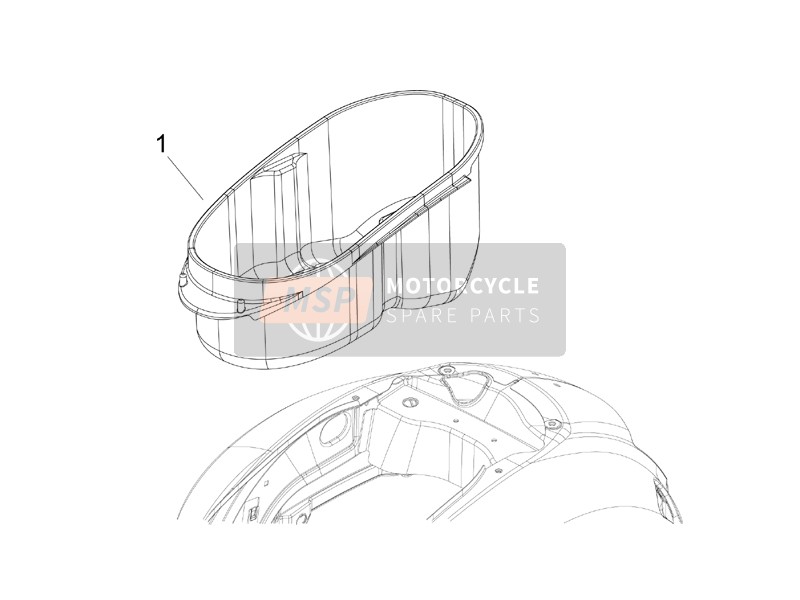 Vespa Granturismo 200 L (USA) 2006 Helmet Housing - Under Saddle for a 2006 Vespa Granturismo 200 L (USA)
