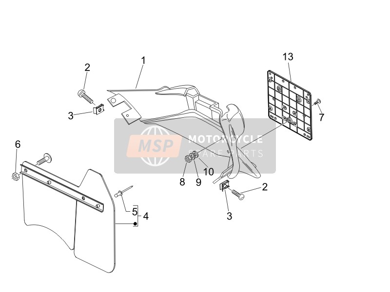 Vespa Granturismo 200 L (USA) 2006 Rear Cover - Splash Guard for a 2006 Vespa Granturismo 200 L (USA)