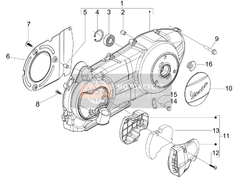 Vespa Granturismo 200 L (USA) 2008 Couvercle de carter - Refroidissement du carter pour un 2008 Vespa Granturismo 200 L (USA)