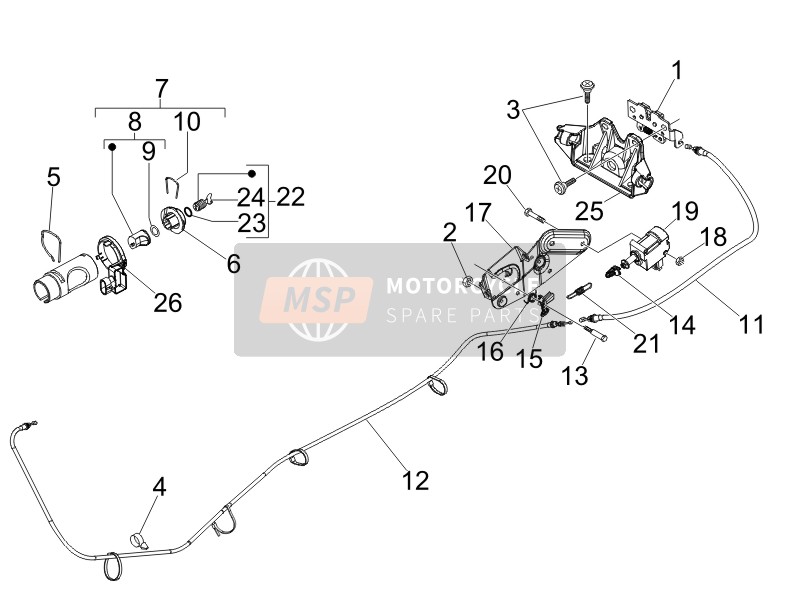 Vespa GT 250 ie 60° E3 2007 Schlösser für ein 2007 Vespa GT 250 ie 60° E3