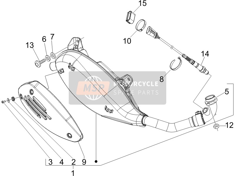 Vespa GT 250 ie 60° E3 (UK) 2006 Silenciador para un 2006 Vespa GT 250 ie 60° E3 (UK)