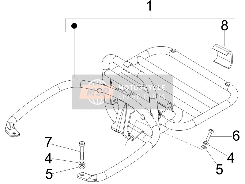 Vespa GT 250 ie 60° E3 (UK) 2007 Gepäckträger hinten für ein 2007 Vespa GT 250 ie 60° E3 (UK)