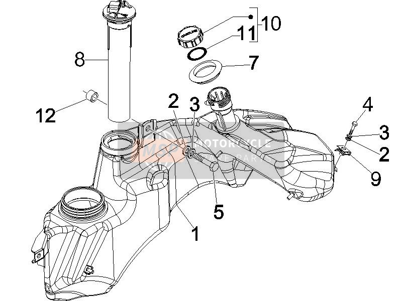 Vespa GT 250 ie 60° E3 (UK) 2007 Réservoir d'essence pour un 2007 Vespa GT 250 ie 60° E3 (UK)