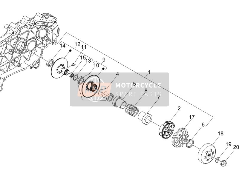 Vespa GTS 125 4T E3 2011 Puleggia condotta per un 2011 Vespa GTS 125 4T E3