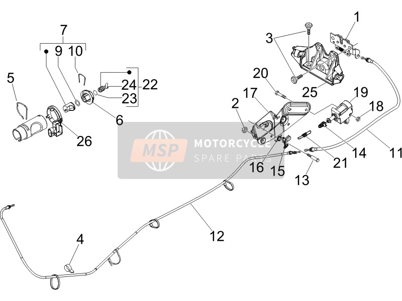 Vespa GTS 125 4T E3 2010 Cerraduras para un 2010 Vespa GTS 125 4T E3