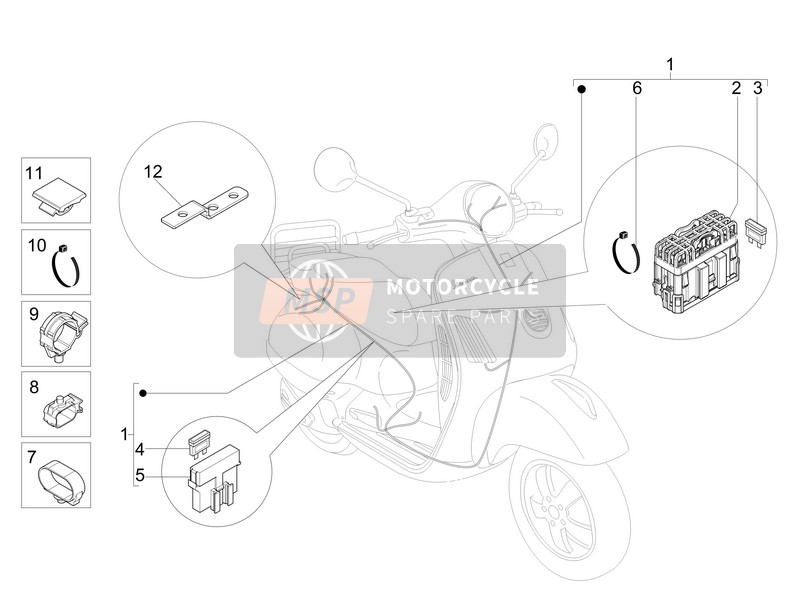 Vespa GTS 125 4T E3 2008 Cablaggio principale per un 2008 Vespa GTS 125 4T E3