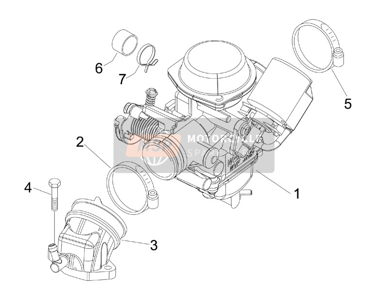 Vespa GTS 125 4T E3 (UK) 2009 Carburateur, Assemblée - Union tuyau pour un 2009 Vespa GTS 125 4T E3 (UK)
