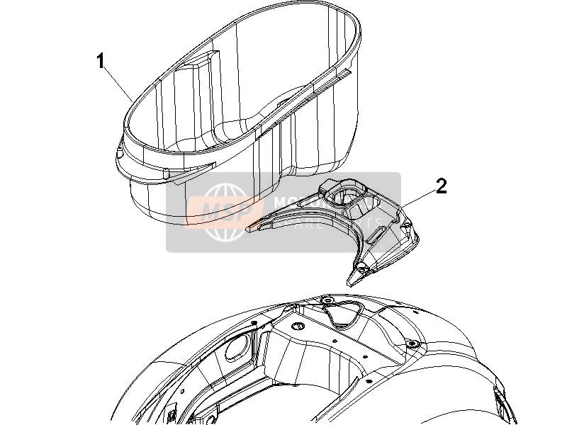Vespa GTS 125 4T E3 (UK) 2010 Alloggiamento del casco - Sotto la sella per un 2010 Vespa GTS 125 4T E3 (UK)