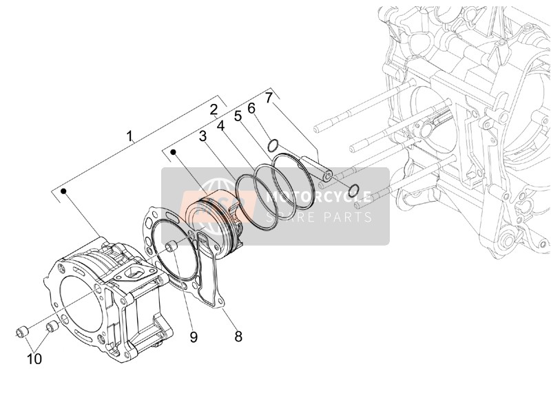 Vespa GTS 125 4T ie Super E3 2014 Cylindre-Piston-Unité de broche de poignet pour un 2014 Vespa GTS 125 4T ie Super E3
