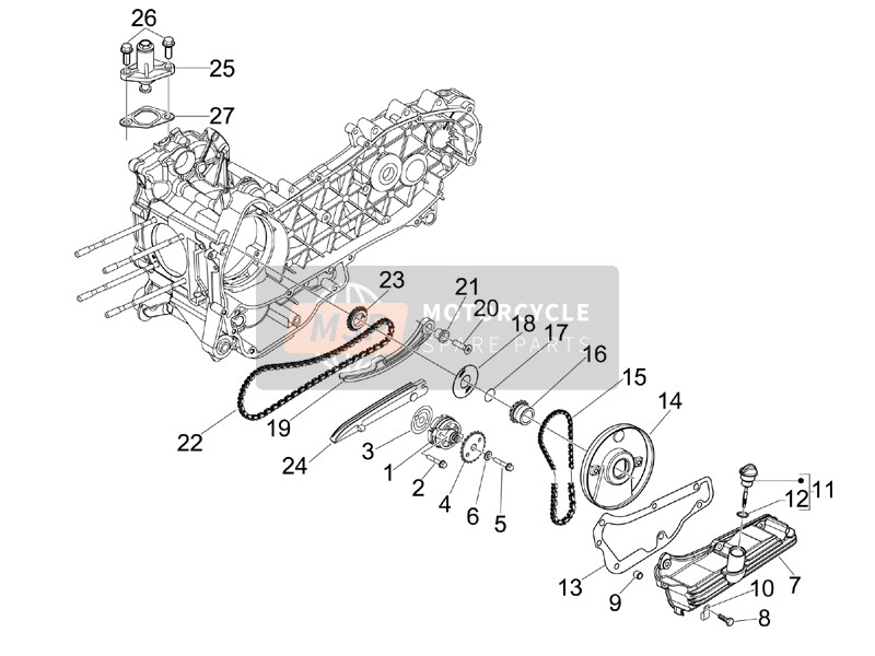 Vespa GTS 125 4T ie Super E3 2013 La pompe à huile pour un 2013 Vespa GTS 125 4T ie Super E3