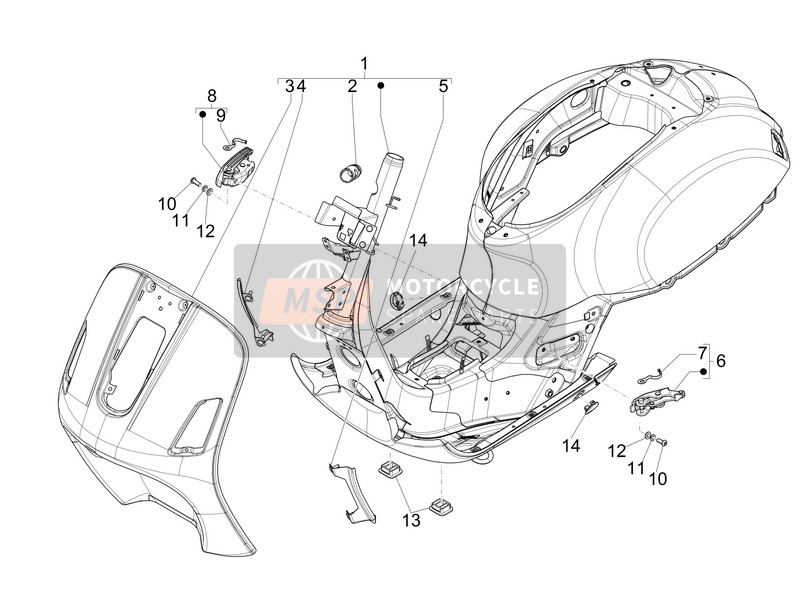 Vespa GTS 125 4T ie Super E3 2011 Telaio/Carrozzeria per un 2011 Vespa GTS 125 4T ie Super E3