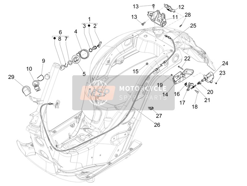 Vespa GTS 125 4T ie Super E3 2015 Serrature per un 2015 Vespa GTS 125 4T ie Super E3