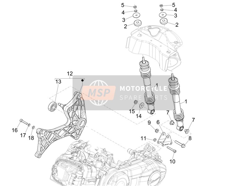 Vespa GTS 250 2008 Aufhängung hinten - Stoßdämpfer für ein 2008 Vespa GTS 250