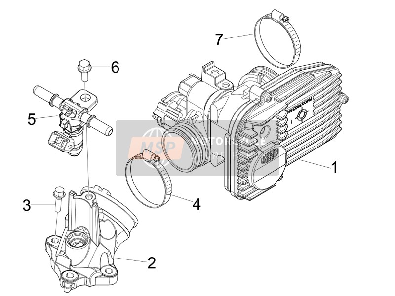 Vespa GTS 250 ie (China) 2012 Throttle Body - Injector - Union Pipe for a 2012 Vespa GTS 250 ie (China)