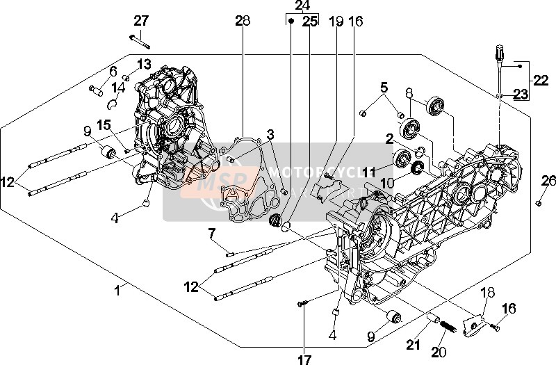 Vespa GTS 250 (UK) 2007 Kurbelgehäuse für ein 2007 Vespa GTS 250 (UK)