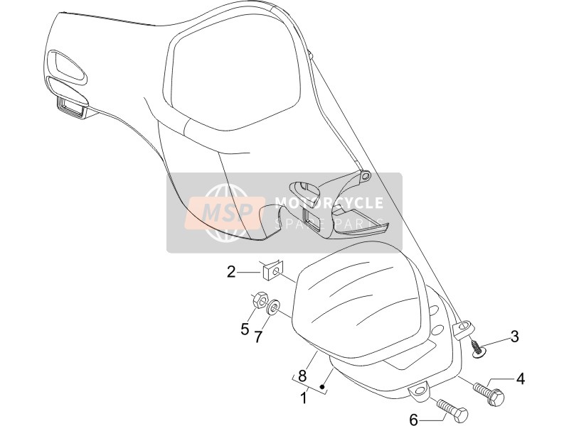 Vespa GTS 250 (UK) 2007 Combinación de medidor - Tablero para un 2007 Vespa GTS 250 (UK)