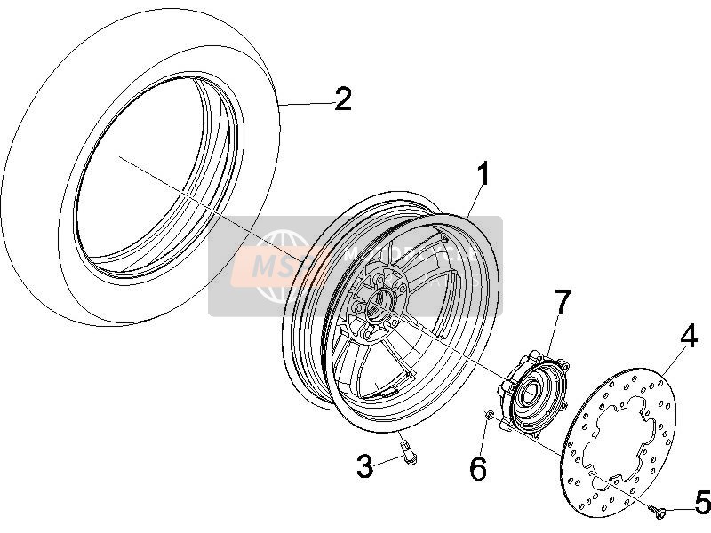 Vespa GTS 250 (UK) 2006 Rear Wheel for a 2006 Vespa GTS 250 (UK)