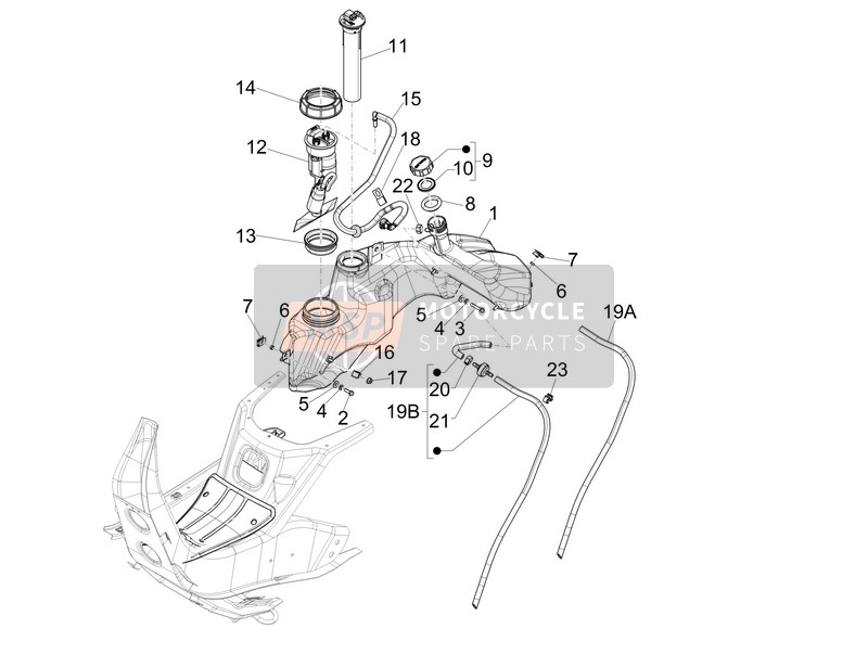 Vespa GTS 300 ie 2014 Serbatoio di carburante per un 2014 Vespa GTS 300 ie