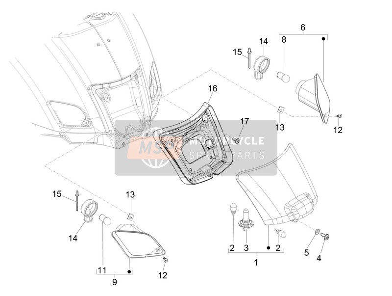 Vespa GTS 300 ie 2013 Faros traseros - Lámparas de señal de giro para un 2013 Vespa GTS 300 ie