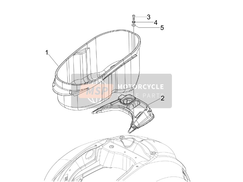 Vespa GTS 300 ie ABS (China) 2015 Vivienda del casco - Debajo de la silla de montar para un 2015 Vespa GTS 300 ie ABS (China)