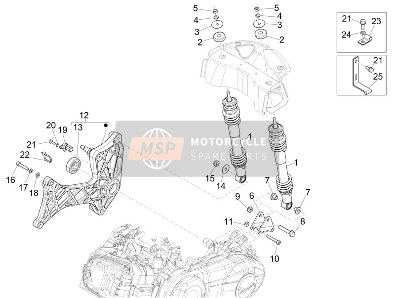 Vespa GTS 300 ie ABS (China) 2014 Aufhängung hinten - Stoßdämpfer für ein 2014 Vespa GTS 300 ie ABS (China)