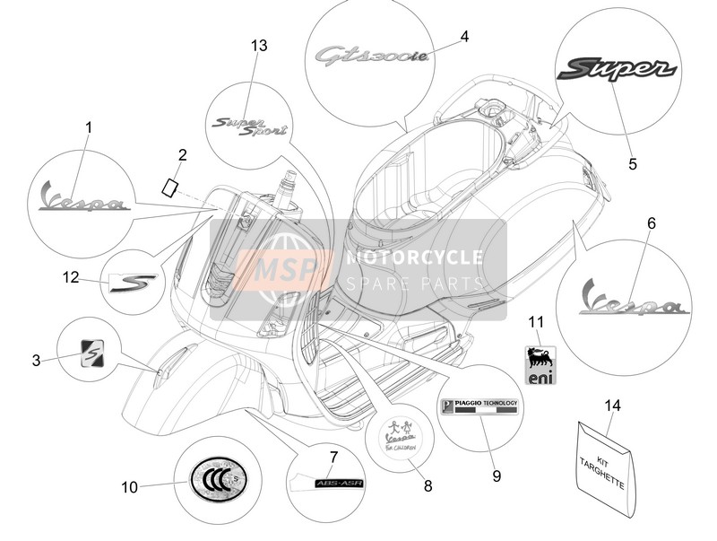 1B001417, Adhesive Dataplate ABS-ASR, Piaggio, 2