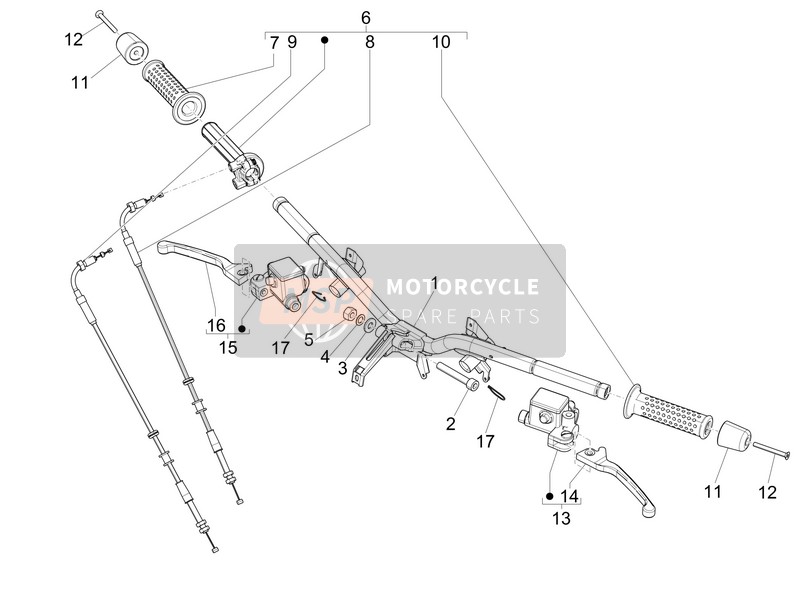 Vespa GTS 300 ie ABS Super (China) 2014 Handlebars - Master cil. for a 2014 Vespa GTS 300 ie ABS Super (China)