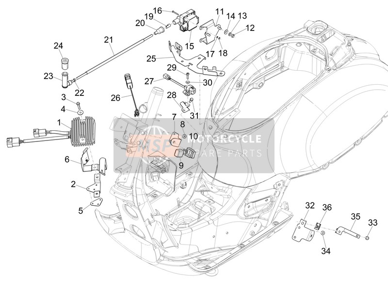 Vespa GTS 300 ie ABS Super (China) 2015 Spannungsregler - Elektronische Steuereinheiten (ECU) - Zündspule für ein 2015 Vespa GTS 300 ie ABS Super (China)