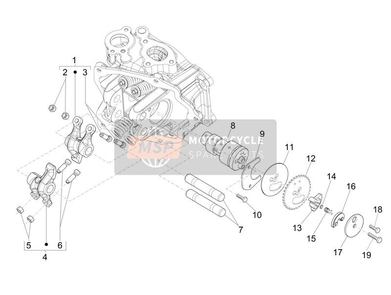 Vespa GTS 300 ie ABS (USA) 2014 Unité de soutien des leviers à bascule pour un 2014 Vespa GTS 300 ie ABS (USA)