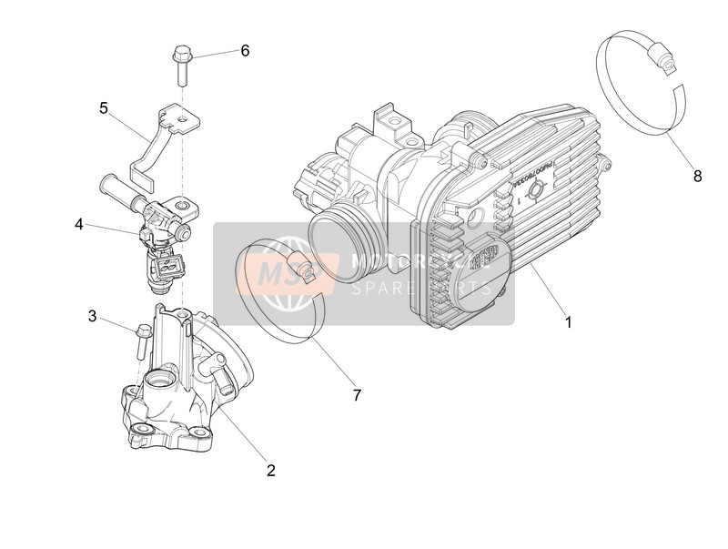 Vespa GTS 300 ie ABS (USA) 2014 Throttle Body - Injector - Union Pipe for a 2014 Vespa GTS 300 ie ABS (USA)