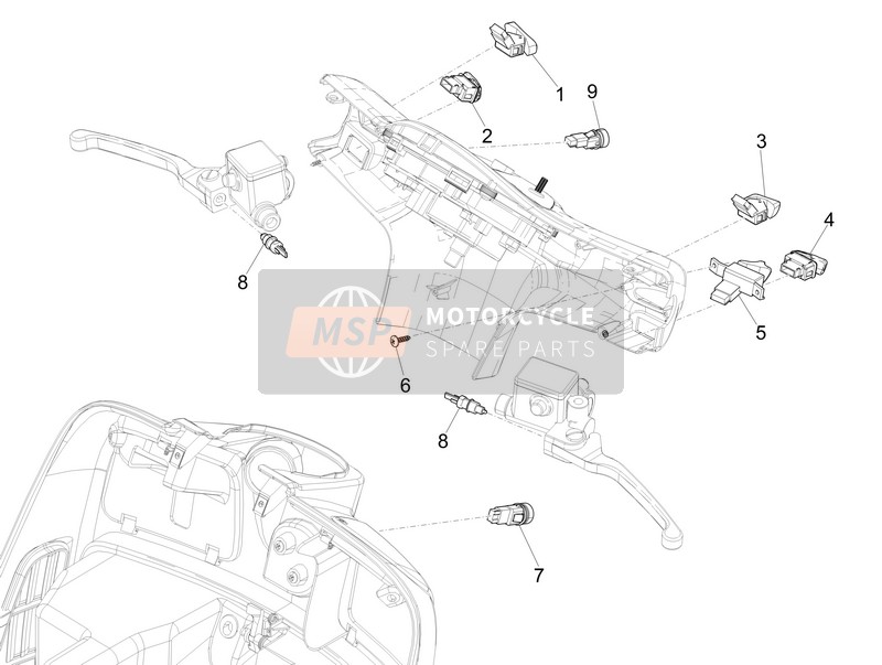 Vespa GTS 300 ie ABS (USA) 2015 Selectores - Interruptores - Botones para un 2015 Vespa GTS 300 ie ABS (USA)