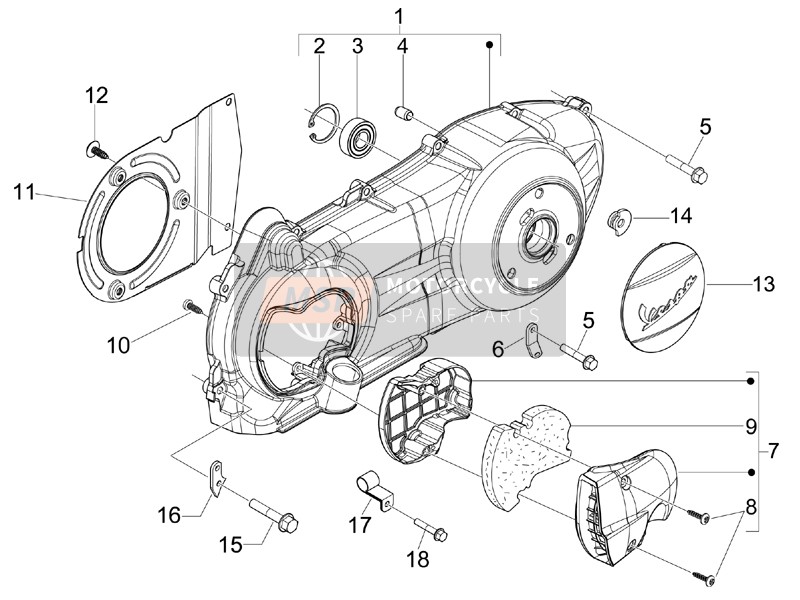 Vespa GTS 300 ie Super ABS  (USA) 2015 Tapa del cárter - Refrigeración del cárter para un 2015 Vespa GTS 300 ie Super ABS  (USA)