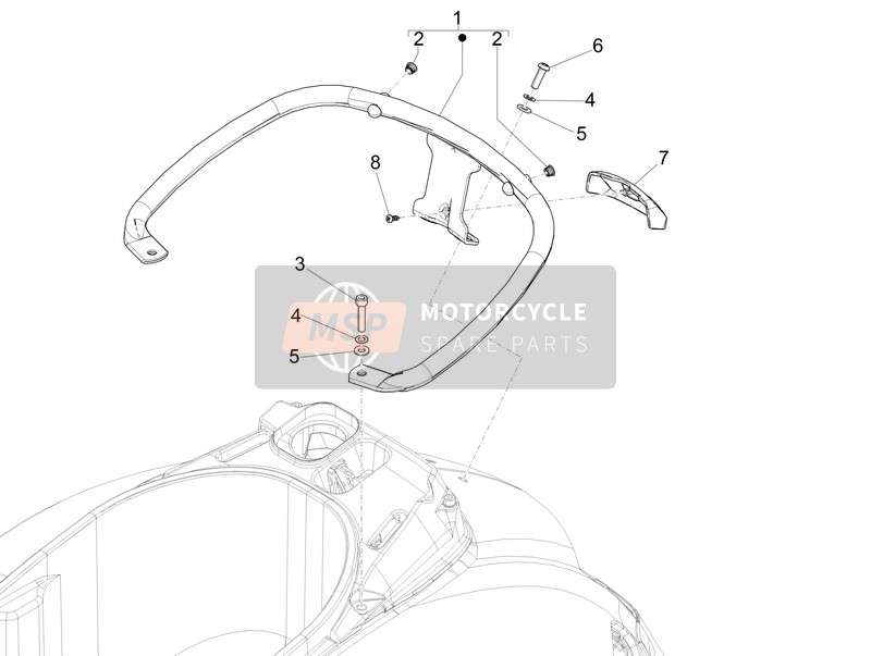 Vespa GTS 300 ie Super ABS  (USA) 2014 Portaequipajes trasero para un 2014 Vespa GTS 300 ie Super ABS  (USA)