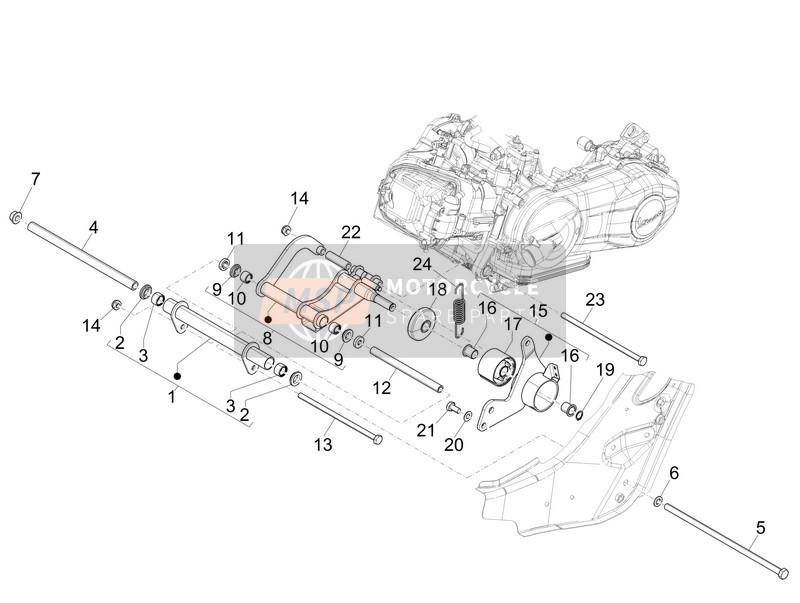 Vespa GTS 300 ie Super ABS  (USA) 2014 Braccio oscillante per un 2014 Vespa GTS 300 ie Super ABS  (USA)