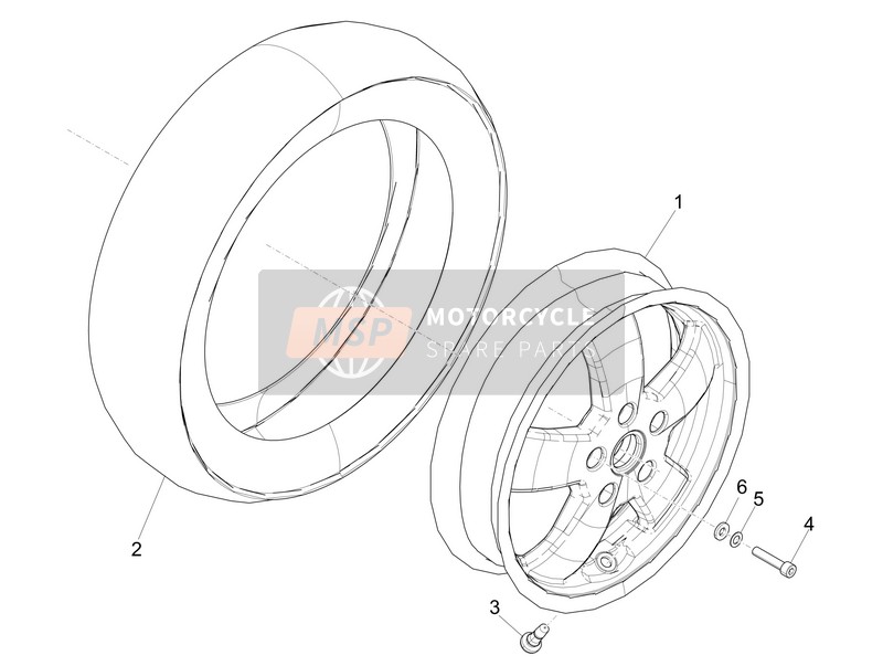 Vespa GTS 300 ie Super ABS  (USA) 2015 Ruota anteriore per un 2015 Vespa GTS 300 ie Super ABS  (USA)