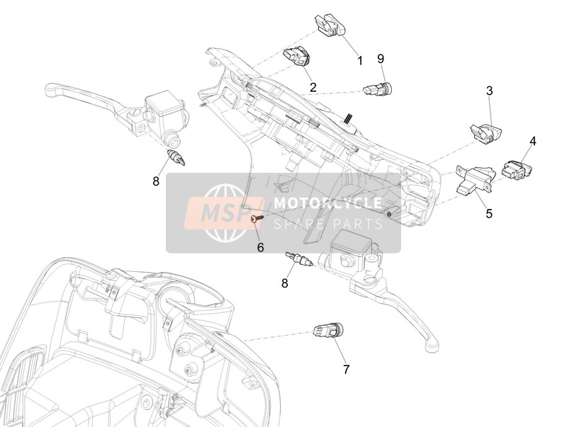 Vespa GTS 300 ie Super ABS  (USA) 2015 Selettori - Interruttori - Bottoni per un 2015 Vespa GTS 300 ie Super ABS  (USA)