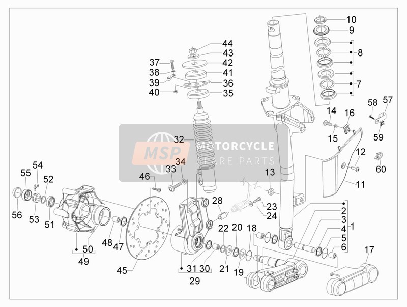 Vespa GTS 300 ie Super (USA) 2012 Gabel/Lenkrohr - Lenklagereinheit für ein 2012 Vespa GTS 300 ie Super (USA)