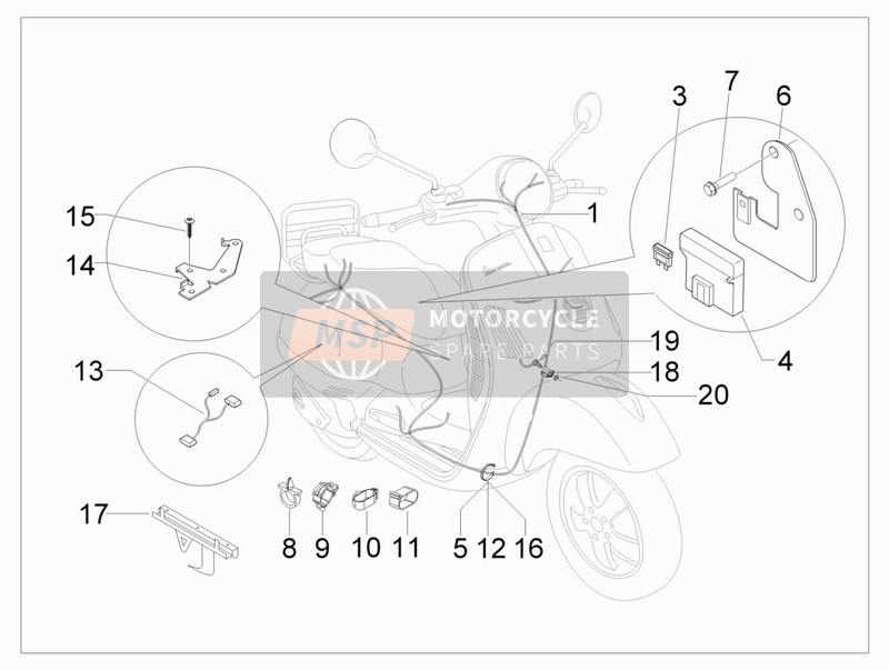 640026, Tank Cable Assembly, Piaggio, 1