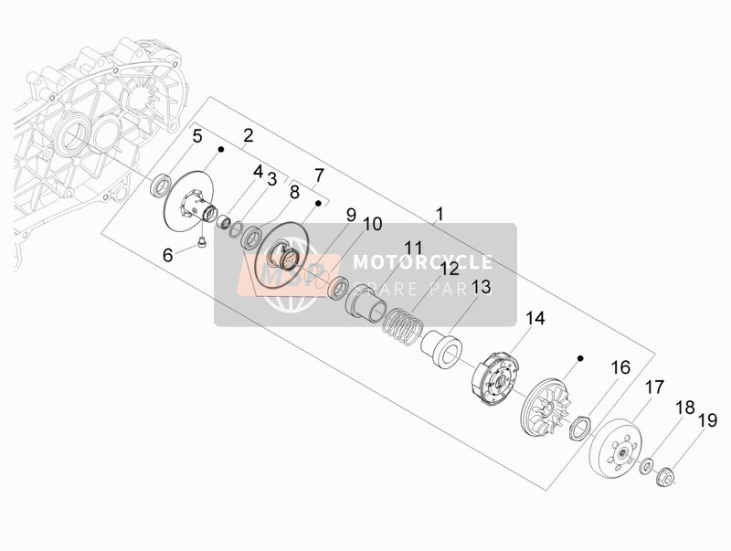 Vespa GTS 300 ie Touring 2012 Puleggia condotta per un 2012 Vespa GTS 300 ie Touring