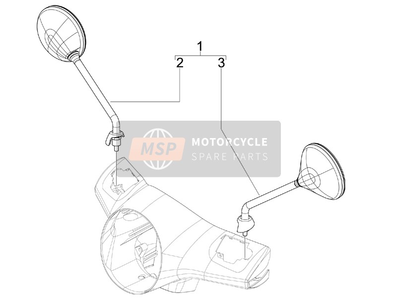 Vespa GTS 300 ie Touring 2011 Driving Mirror/s for a 2011 Vespa GTS 300 ie Touring