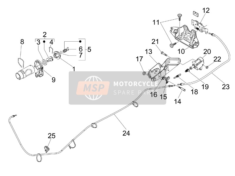 Vespa GTS 300 ie Touring 2012 Sloten voor een 2012 Vespa GTS 300 ie Touring