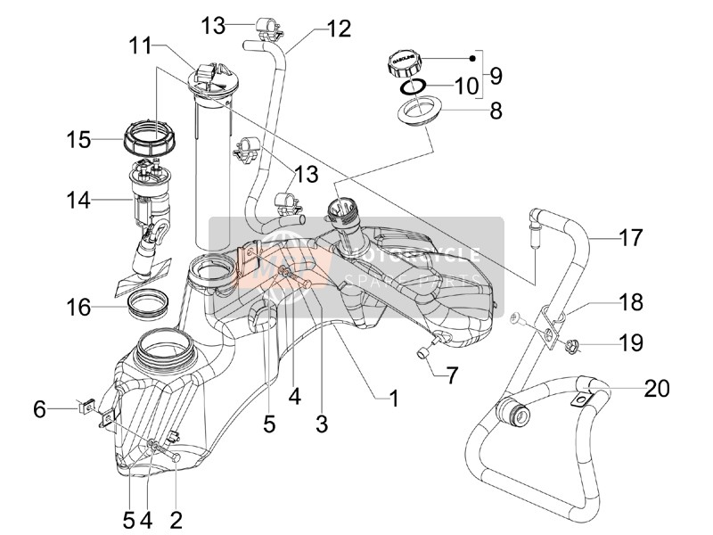 Vespa GTS 300 ie Touring 2012 Serbatoio di carburante per un 2012 Vespa GTS 300 ie Touring